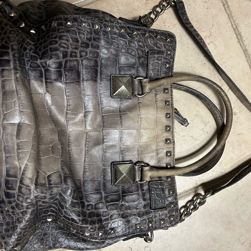 Michael Kors Gray Crocodile Embossed Tote